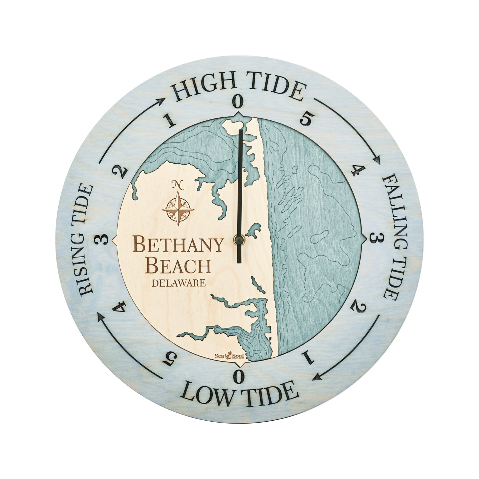 Bethany Beach 24" Tide Clock Sea and Soul Charts