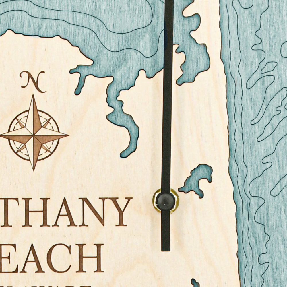 Bethany Beach Tide Clock Birch Accent with Blue Green Water Detail Shot 1