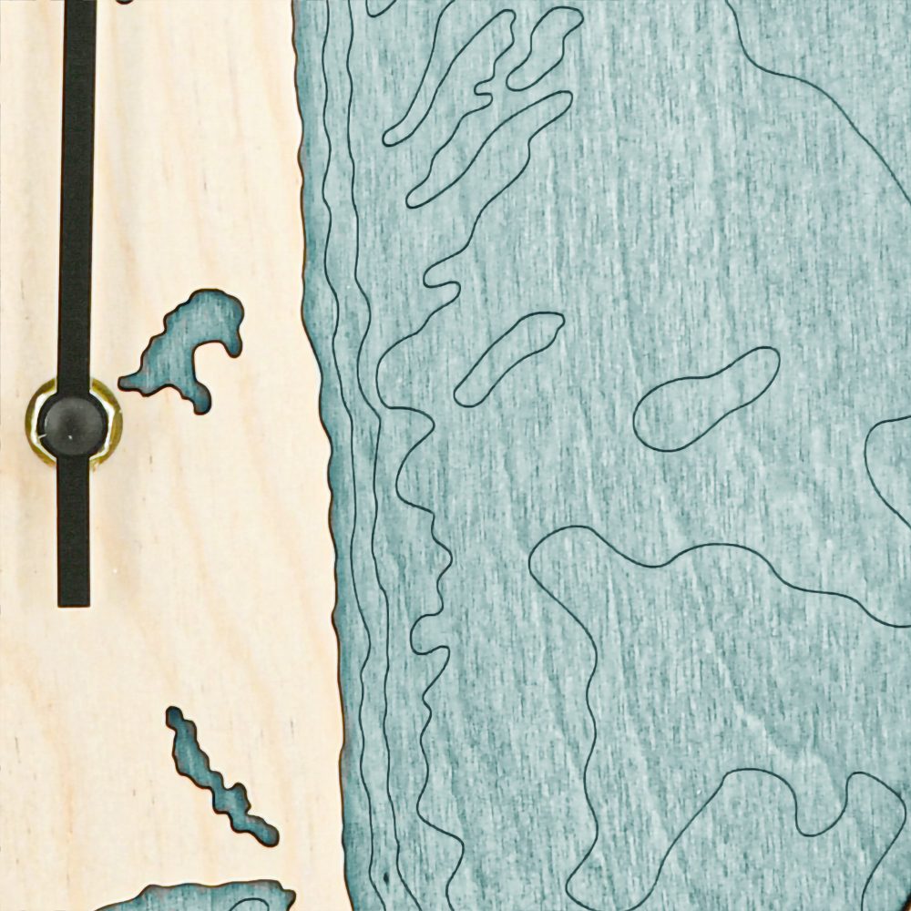 Bethany Beach Tide Clock Birch Accent with Blue Green Water Detail Shot 2