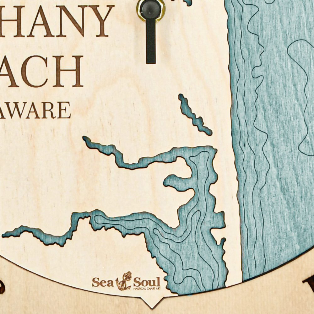 Bethany Beach Tide Clock Birch Accent with Blue Green Water Detail Shot 3