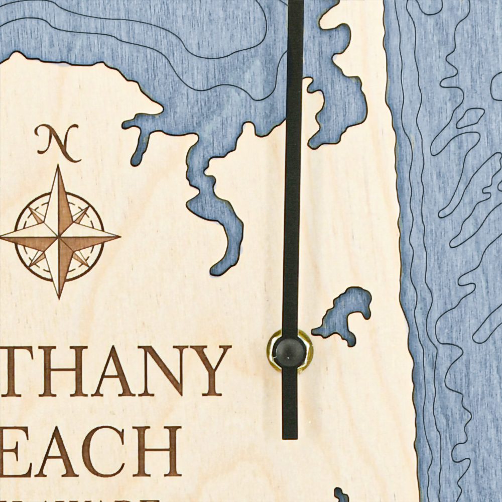 Bethany Beach Tide Clock Birch Accent with Deep Blue Water Detail Shot 1