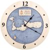 Grand Cayman Nautical Map Clock Birch Accent with Deep Blue Water Product Shot