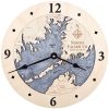North Falmouth Nautical Map Clock Birch Accent with Deep Blue Water Product Shot