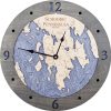 Schoodic Peninsula Nautical Map Clock Driftwood Accent with Deep Blue Water Product Shot