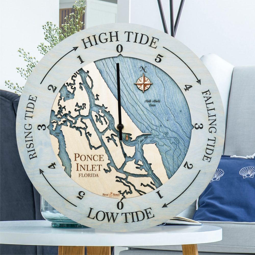 Ponce Inlet 24" Tide Clock - Bleached Blue Accent with Deep Blue Water Lifestyle