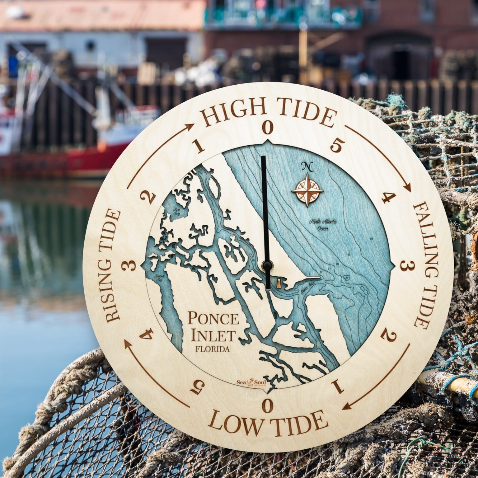 Ponce Inlet 16" Tide Clock - Sea and Soul Charts