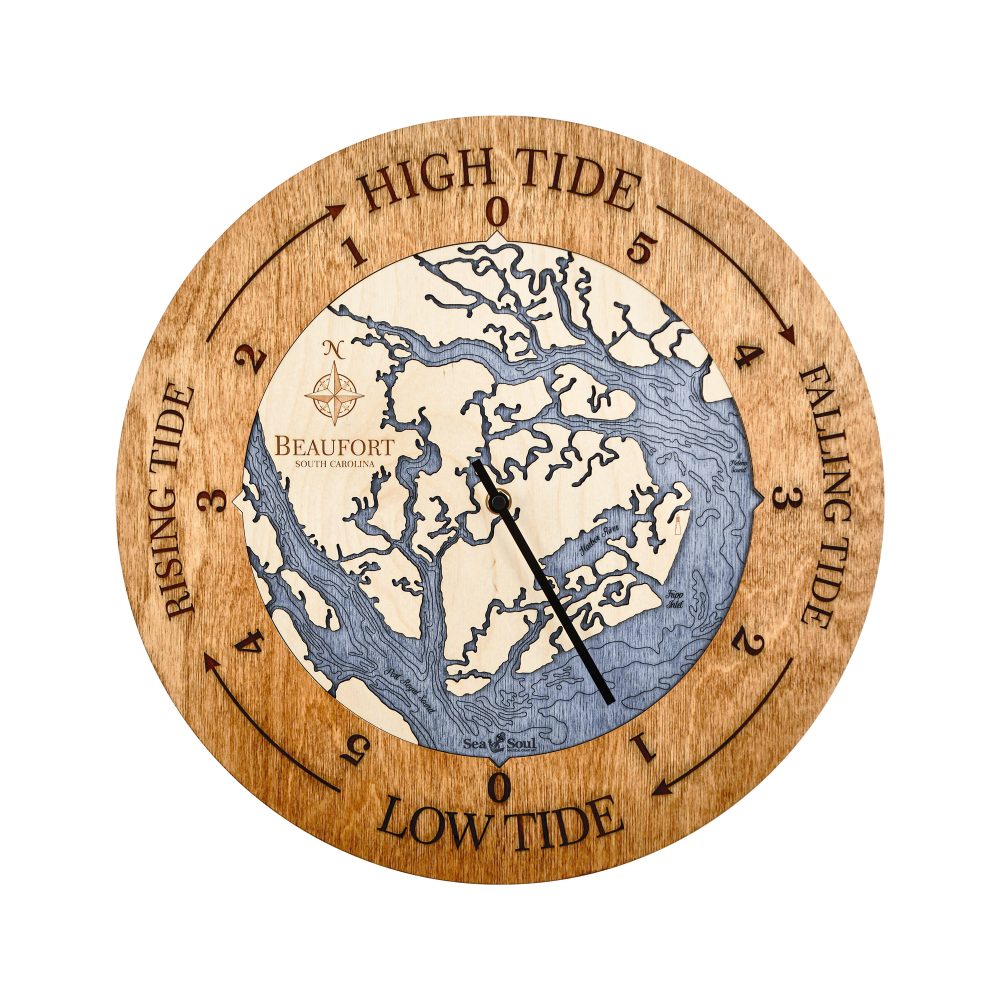 Beaufort South Carolina Tide Clock - Americana with Deep Blue Water
