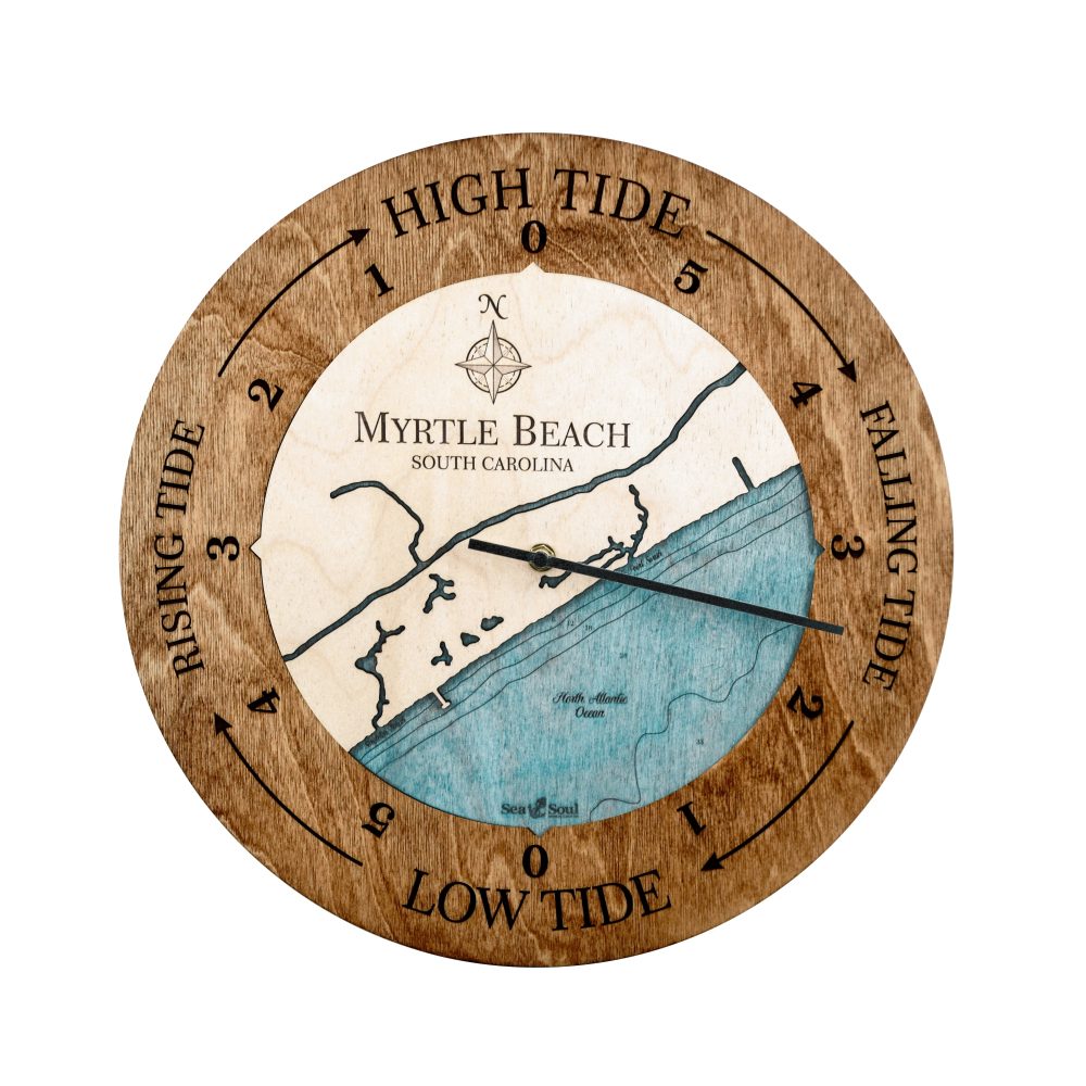 Myrtle Beach Tide Clock Americana Accent with Blue Green Water