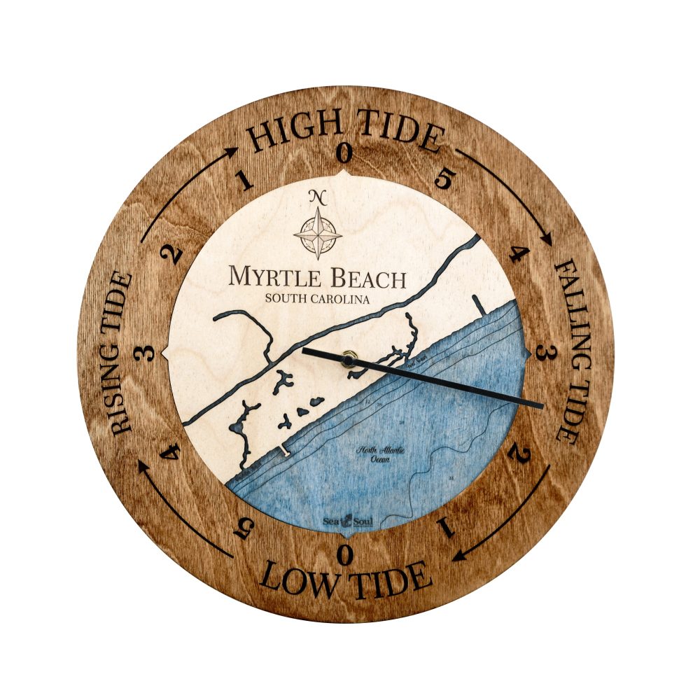 Myrtle Beach Tide Clock Americana Accent with Deep Blue Water