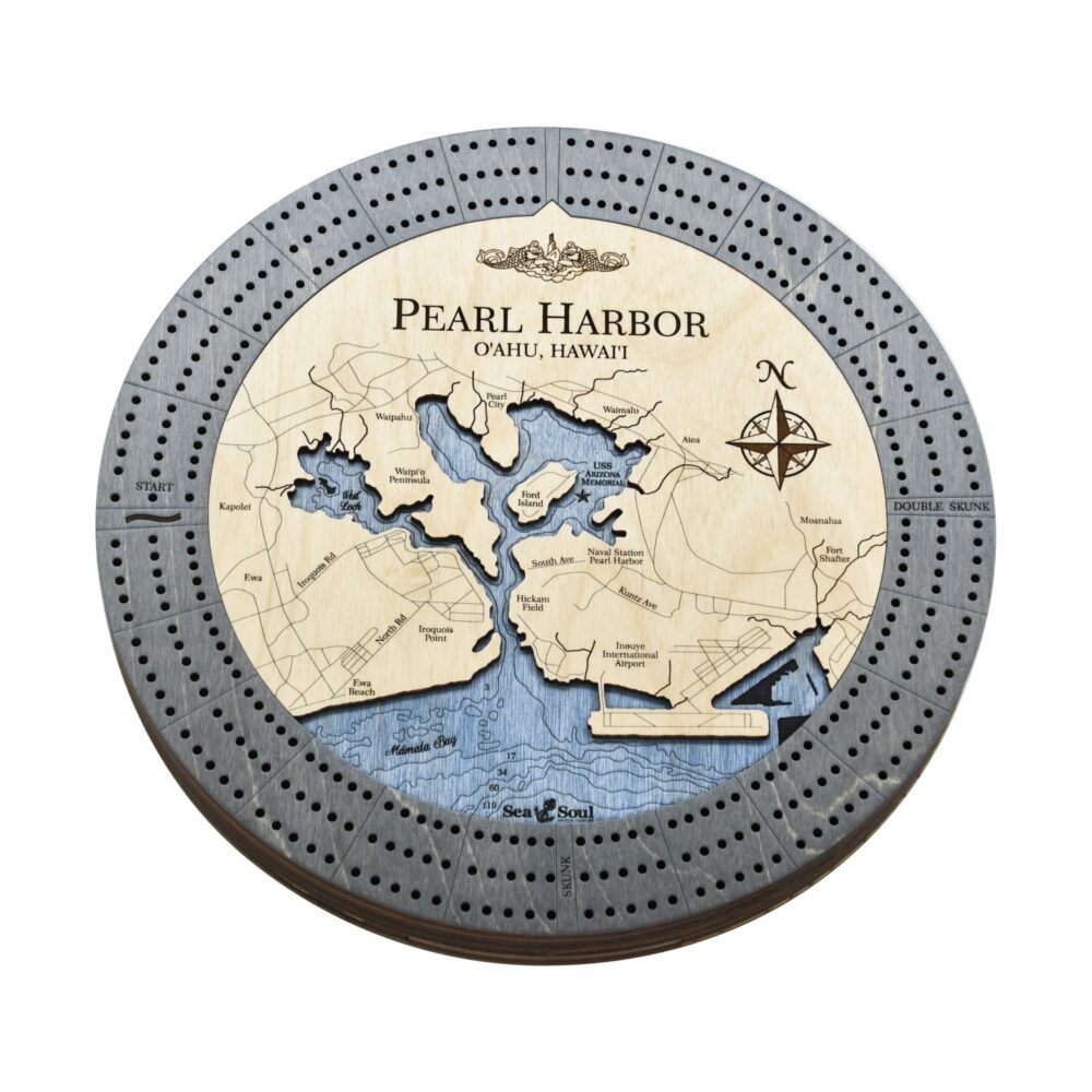 Pearl Harbor Custom Cribbage Board - angle