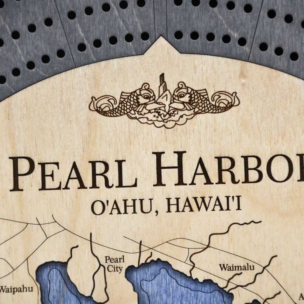 Pearl Harbor Custom Cribbage Board with submarine crest