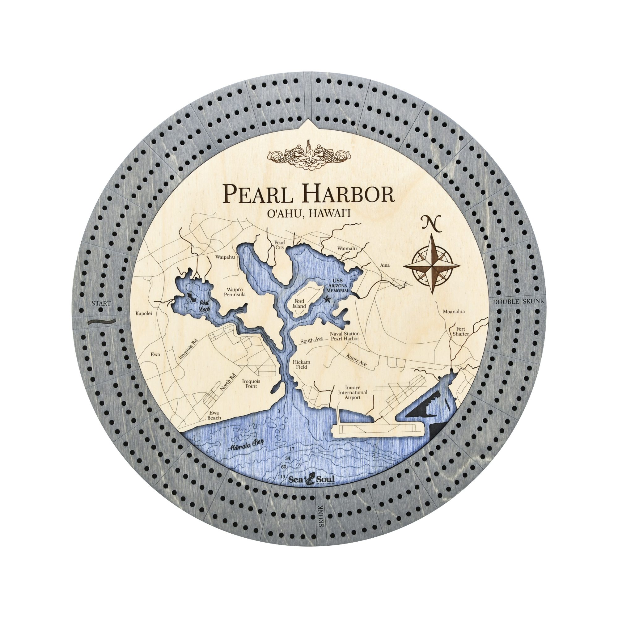 Pearl Harbor Custom Cribbage Board main