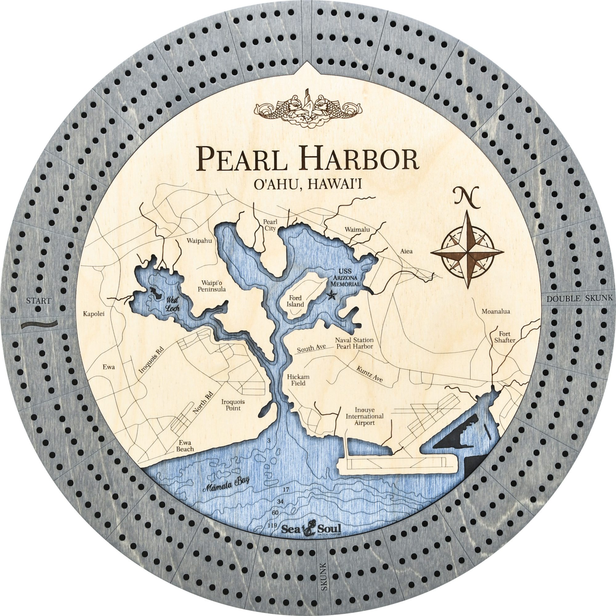 Pearl Harbor Custom Cribbage Board