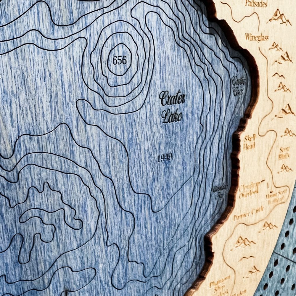 Crater Lake Custom Cribbage Board in detail