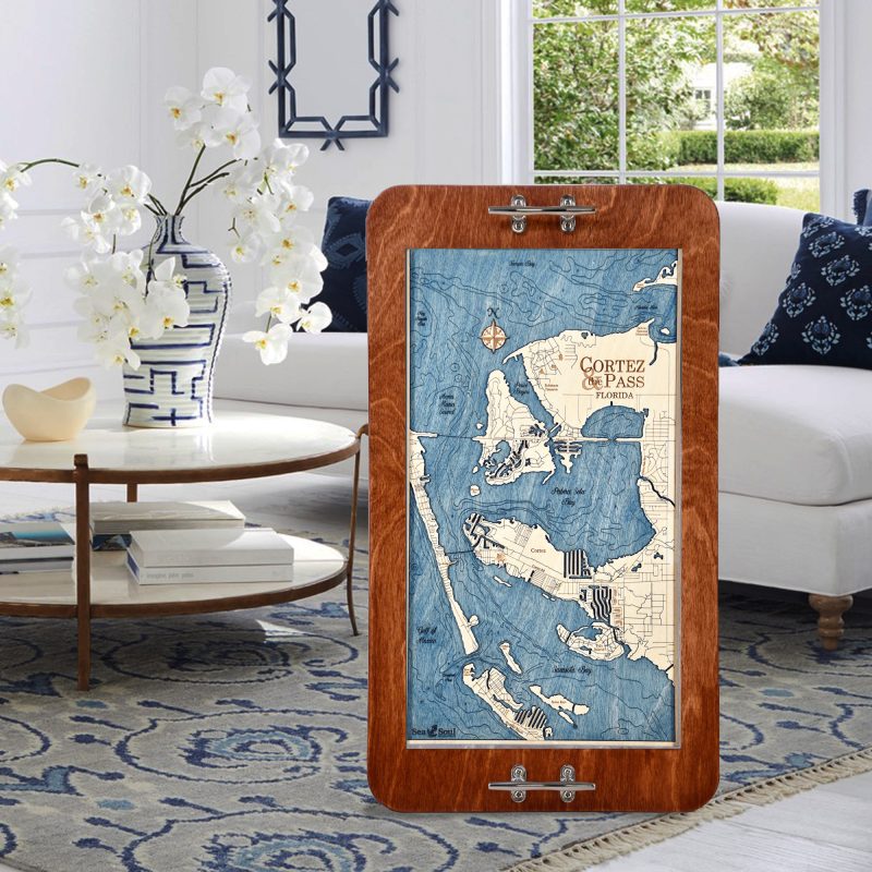 Cortez and The Pass Nautical Map Boat Cleat Handle Serving Tray