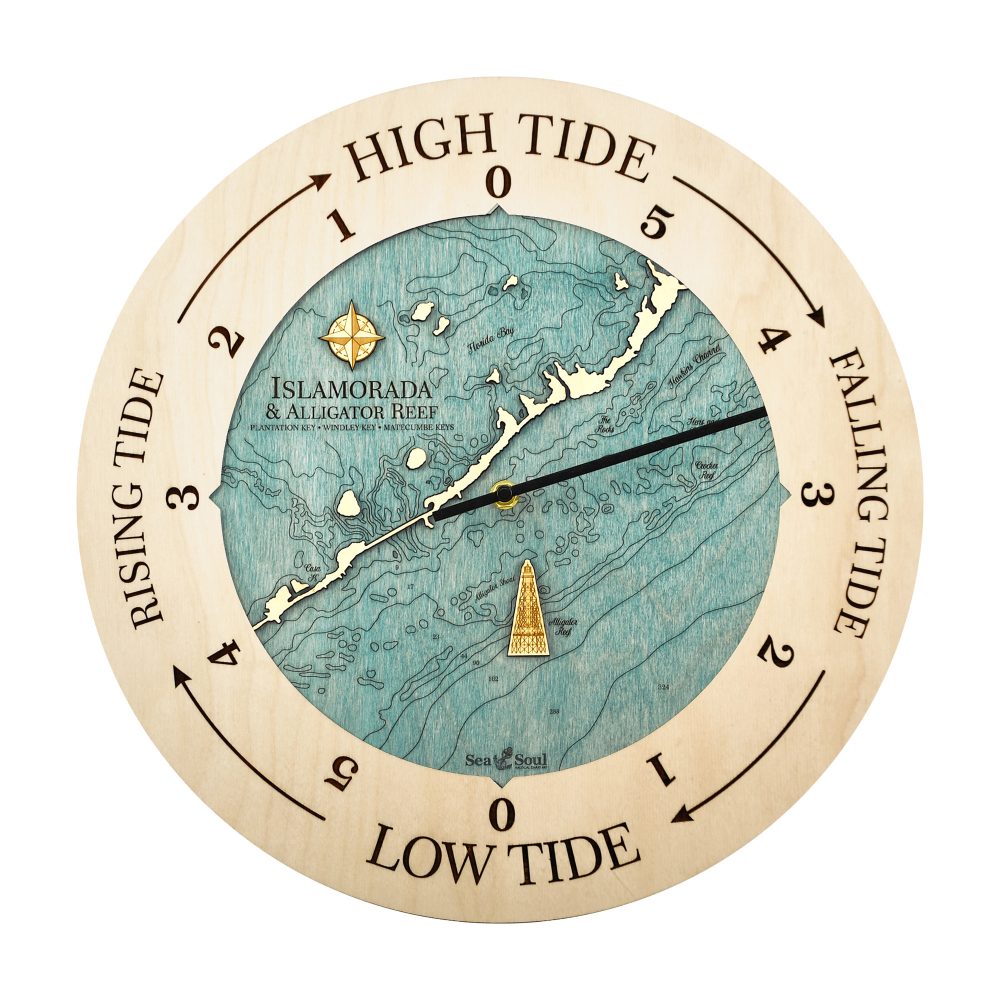 Islamorada Tide Clock birch blue green