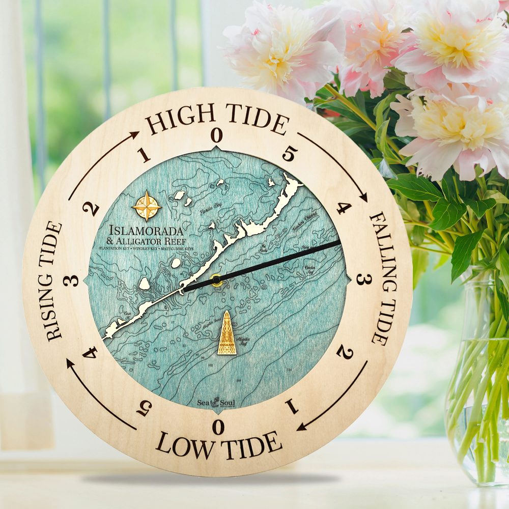 Islamorada Tide Clock birch blue green