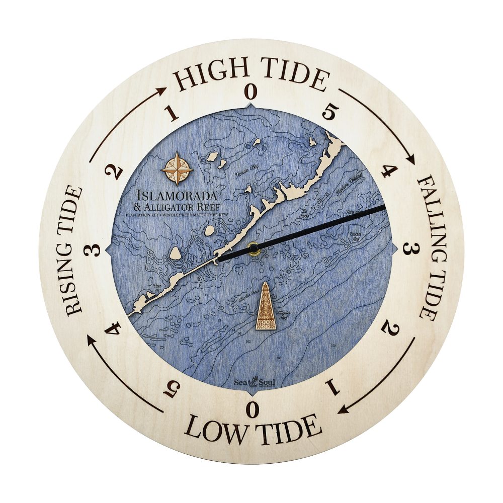 Islamorada Tide Clock birch deep blue