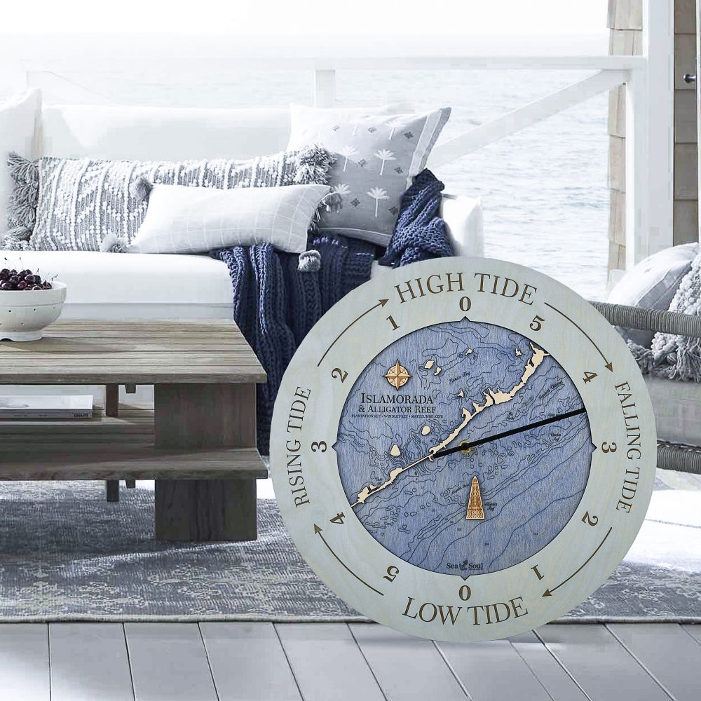 Islamorada Tide Clock sun bleached blue deep blue in use