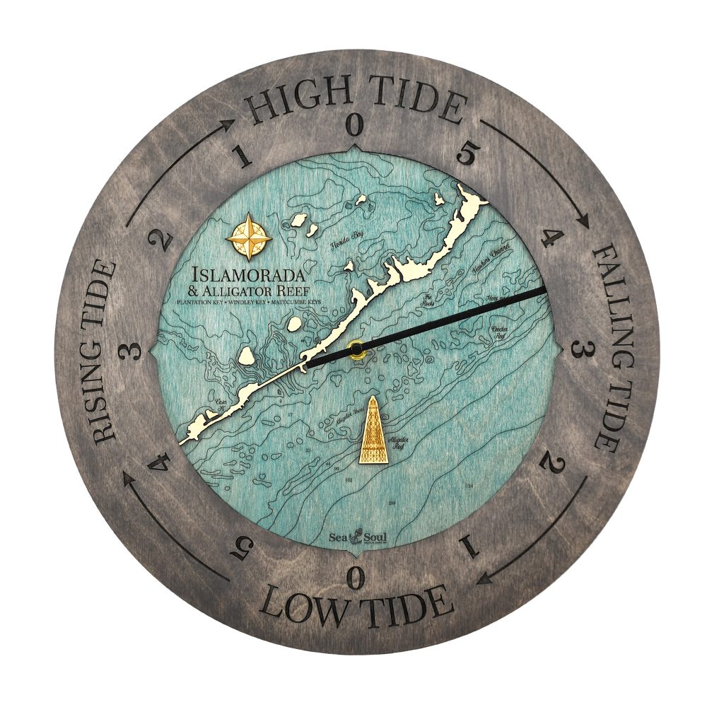 Islamorada Tide Clock driftwood gray blue green