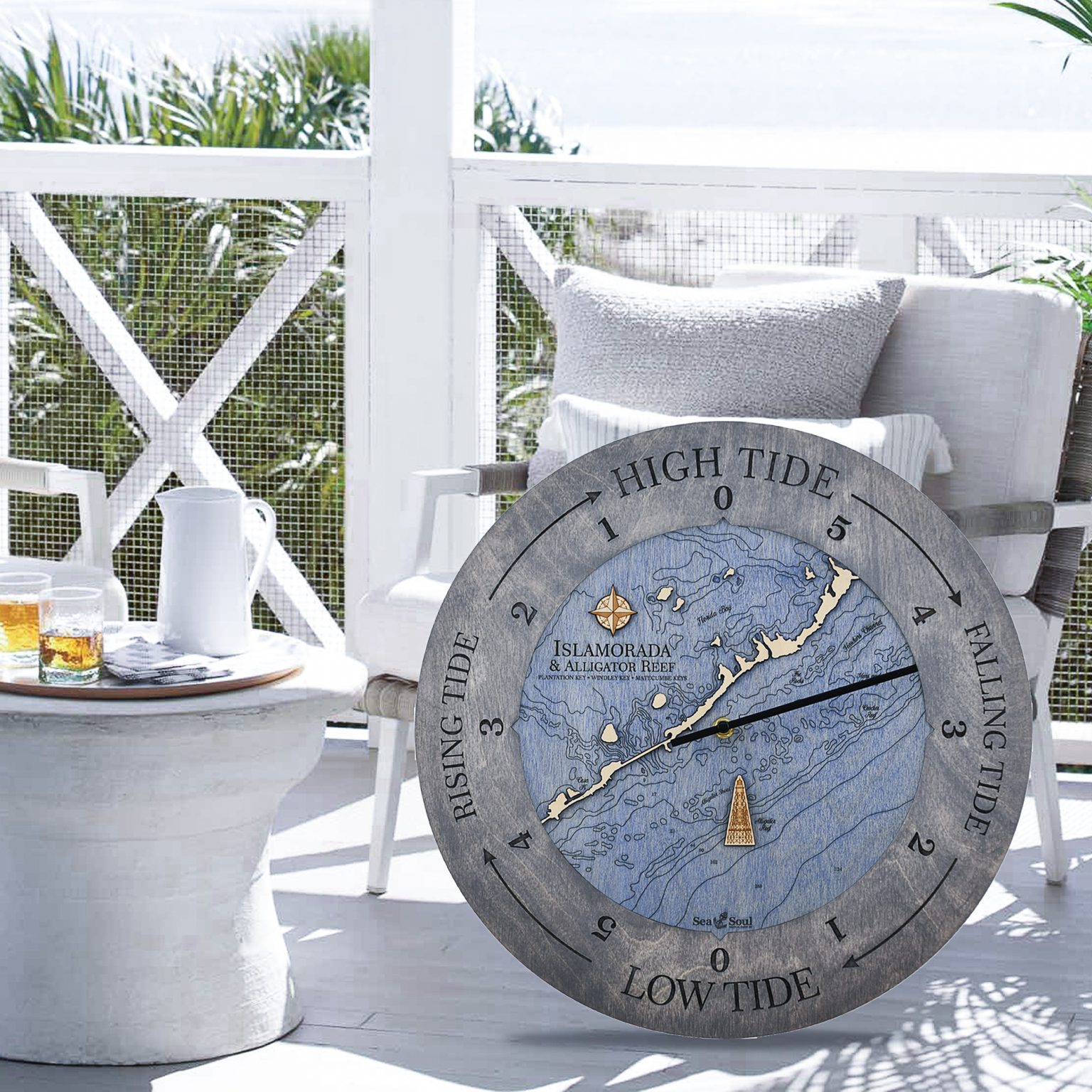 Islamorada 16" Tide Clock Sea and Soul Charts