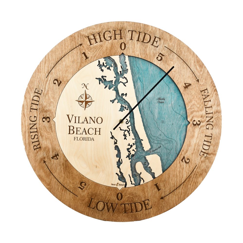 Vilano Beach Tide Clock Americana accent with blue green