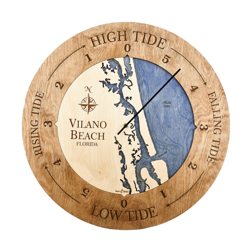 Vilano Beach Tide Clock Americana accent with deep blue