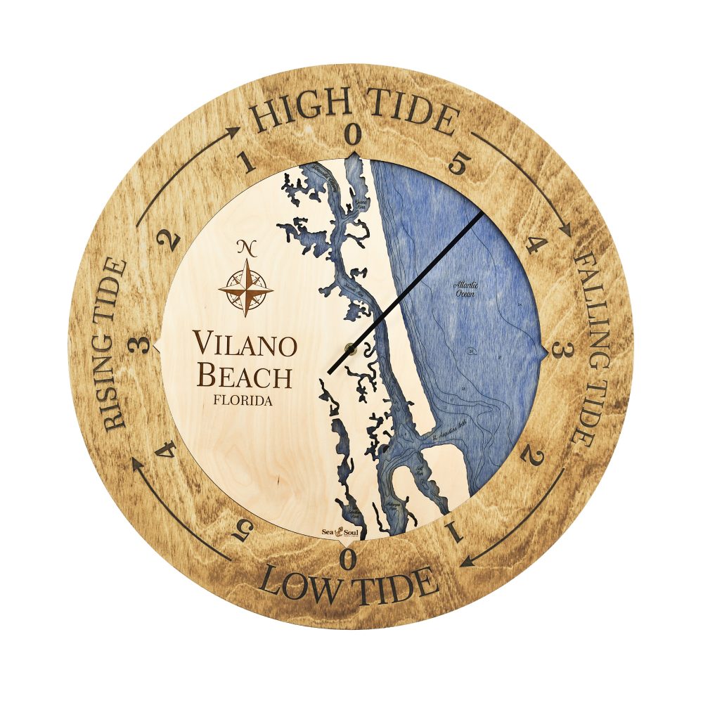 Vilano Beach Tide Clock Honey accent with deep blue