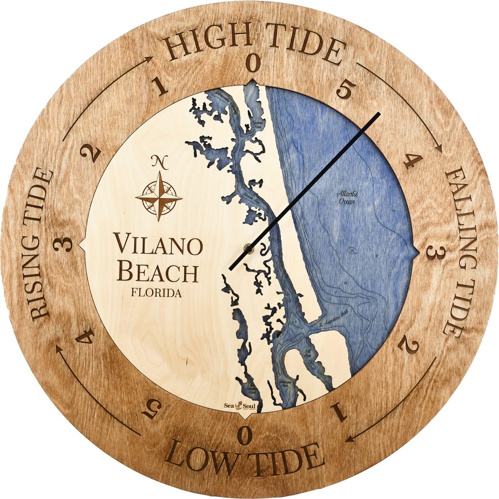 Vilano Beach Tide Clock Americana accent with deep blue