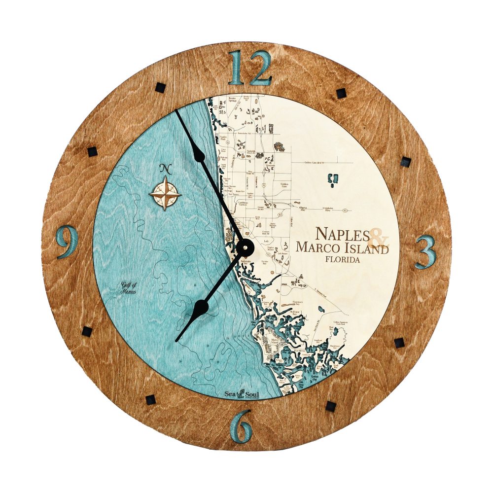 Naples & Macro Island clock americana accent blue green water