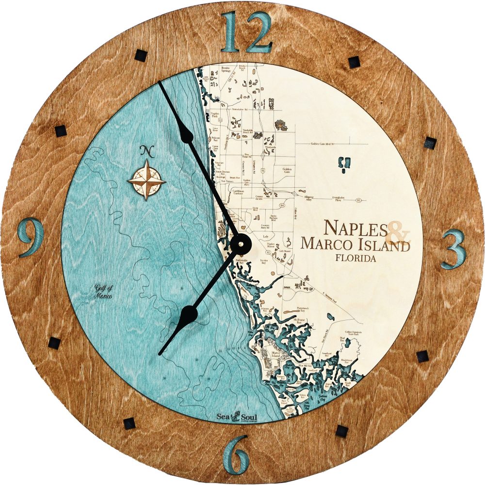 Naples & Macro Island clock americana accent blue green water