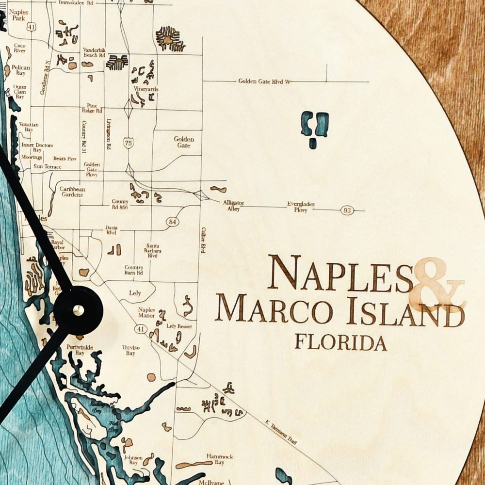 Naples & Macro Island clock details blue green water