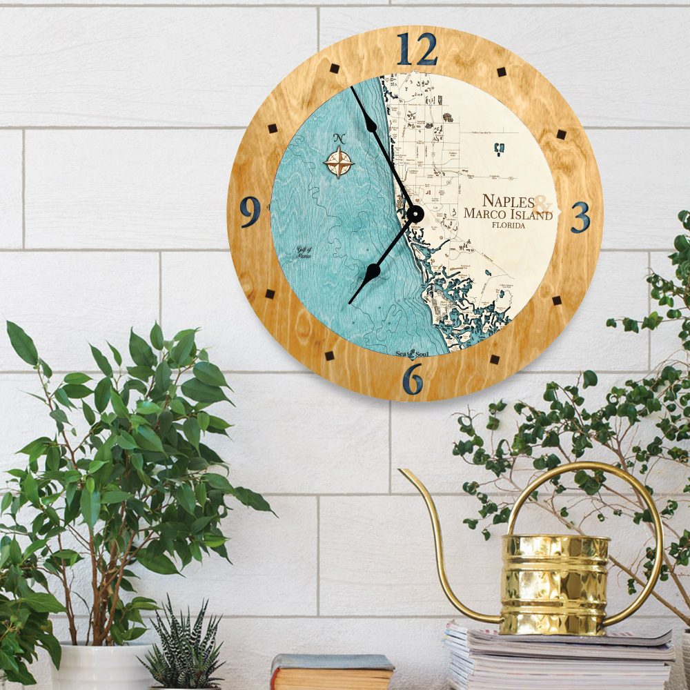 Naples & Macro Island clock honey accent blue green water