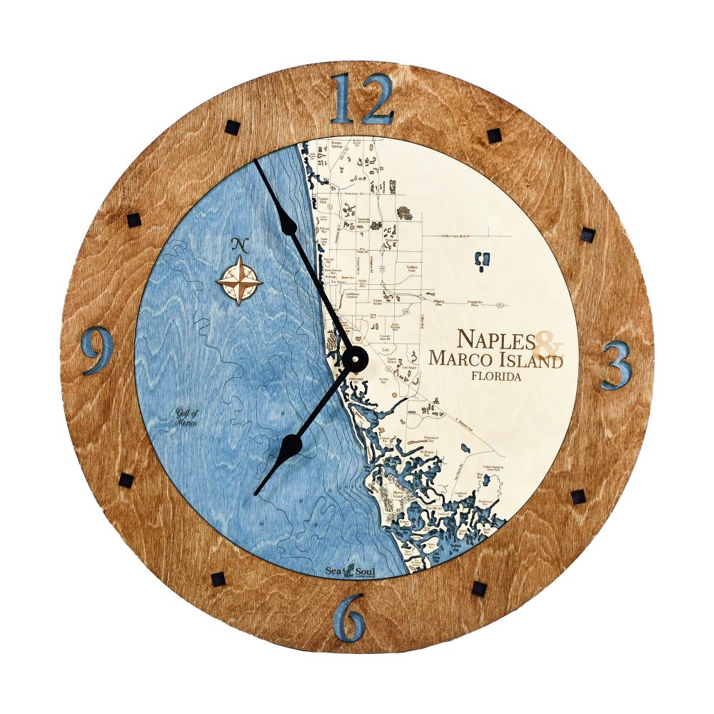 Naples & Macro Island clock americana accent deep blue water