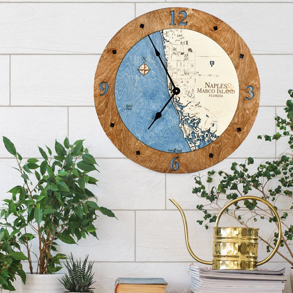 Naples & Macro Island clock americana accent deep blue water