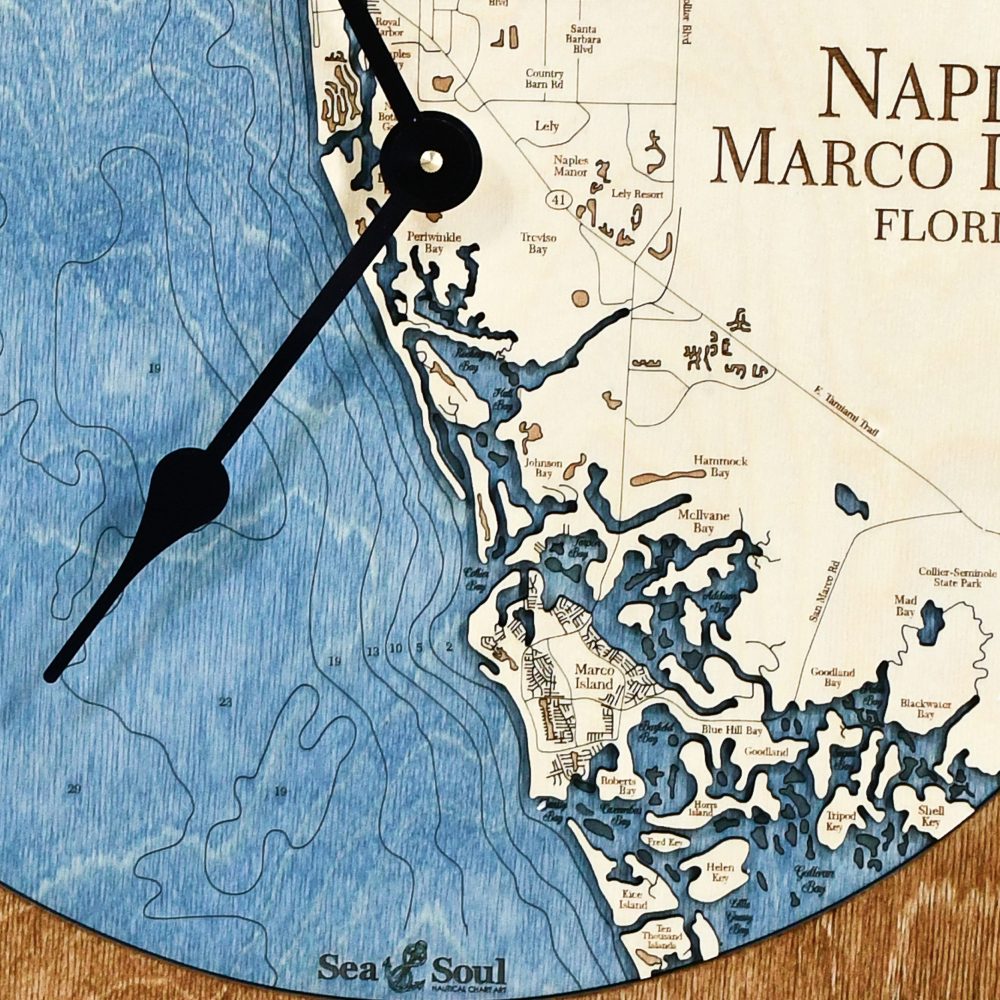 Naples & Macro Island clock details deep blue