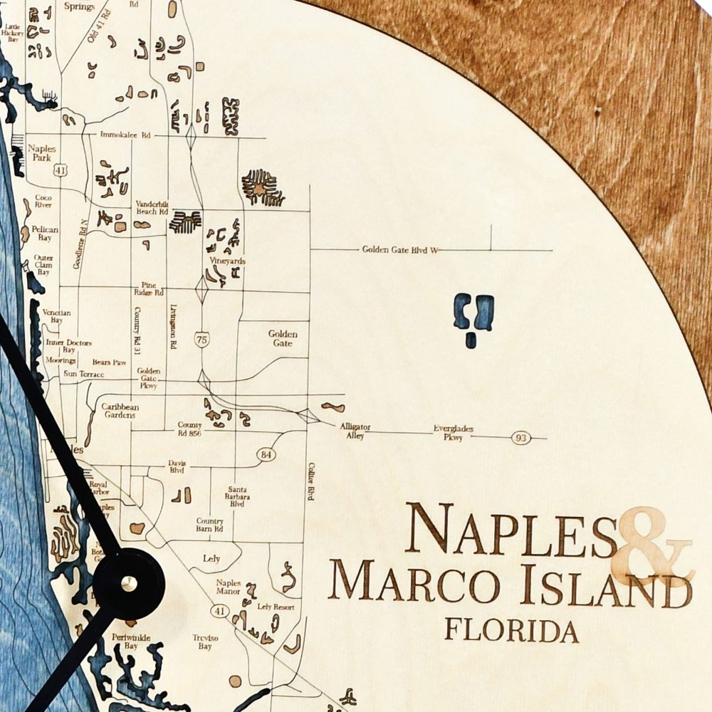 Naples & Macro Island clock details deep blue