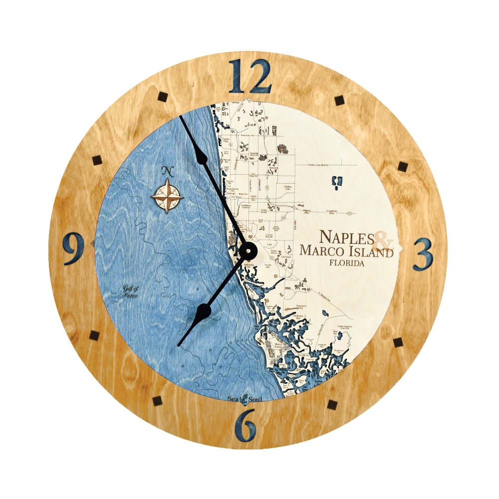 Naples & Macro Island clock honey accent deep blue