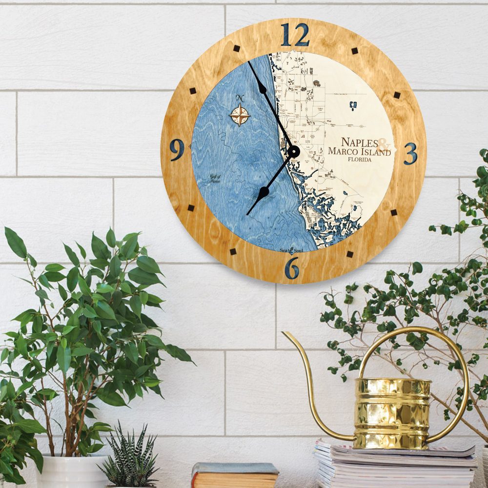 Naples & Macro Island clock honey accent deep blue water in use