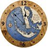 Pine Island Sound Nautical Clock Coffee accent with deep blue water