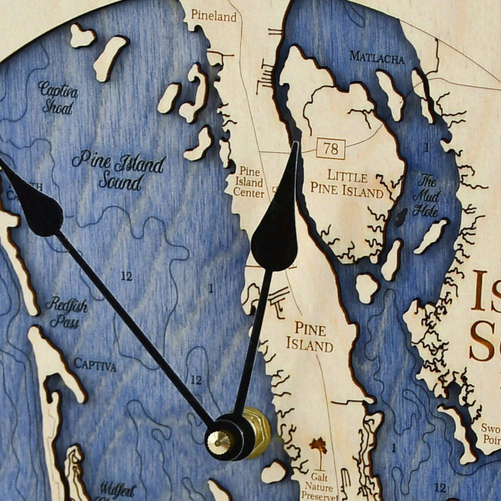 Pine Island Sound Nautical Clock deep blue water details