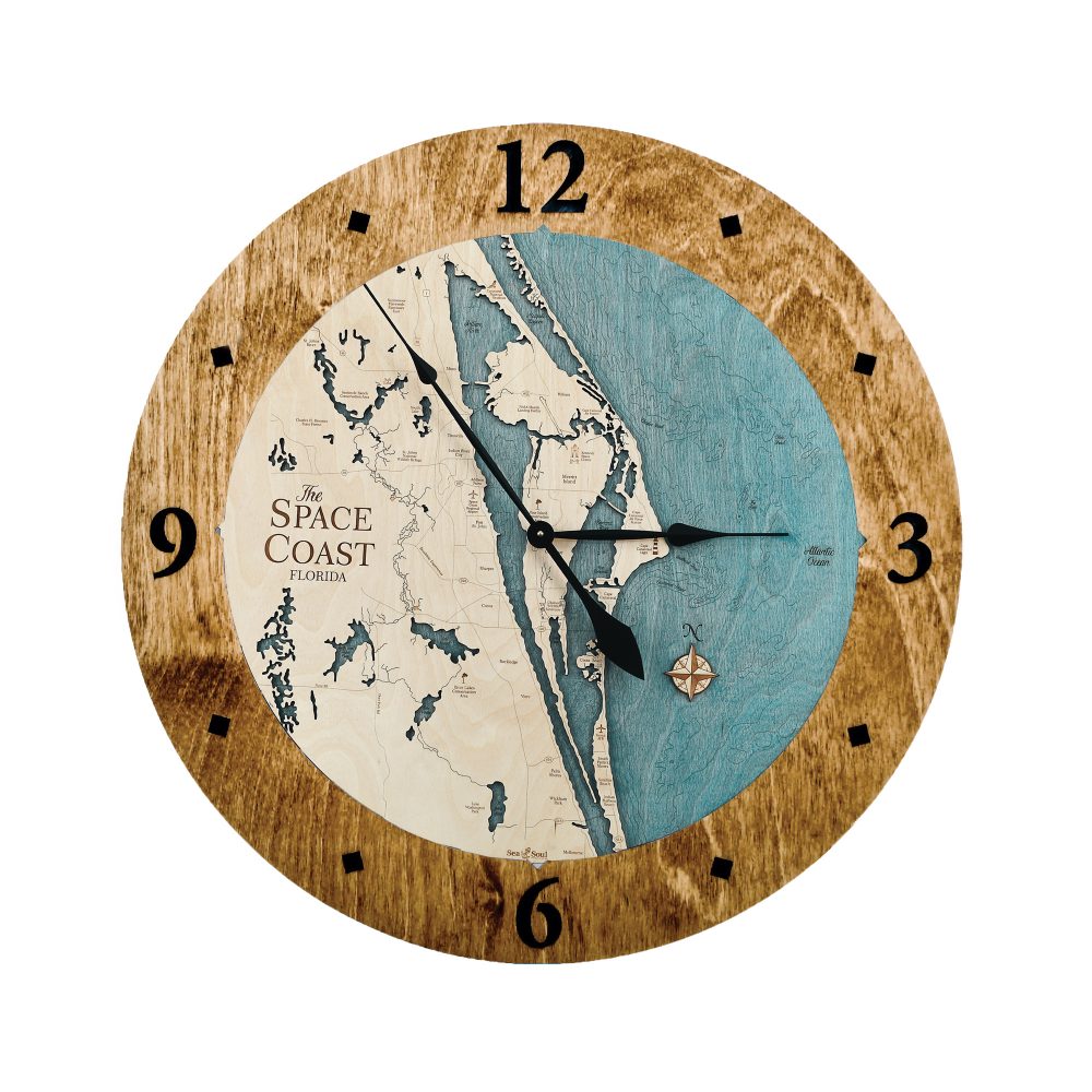 Space Coast Nautical Clock Coffee accent with blue green water