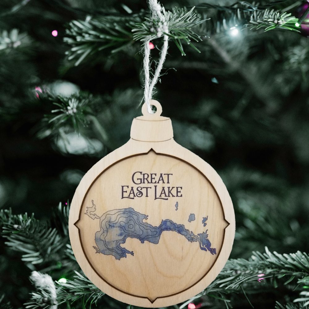 Great East Lake Christmas Ornament in use