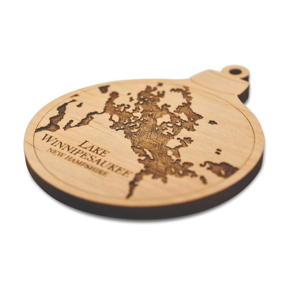 Lake Winnipesaukee nautical engraved ornament details