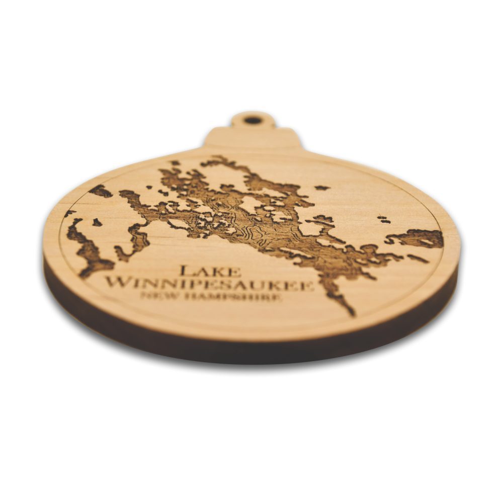 Lake Winnipesaukee nautical engraved ornament details