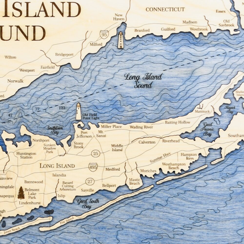 Long Island Sound Boat Cleat Handle Serving Tray in with Blue water detail