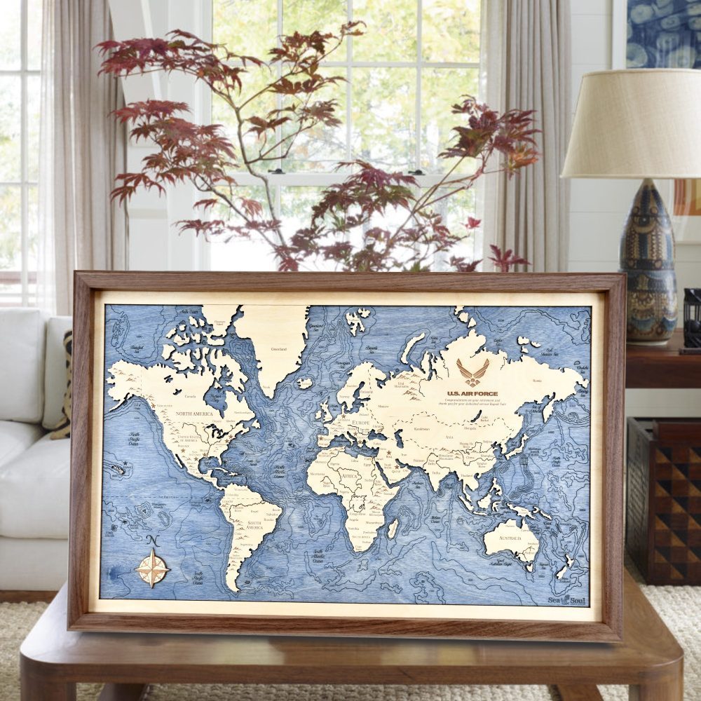 military gifts - world chart - air force 14x22 in use