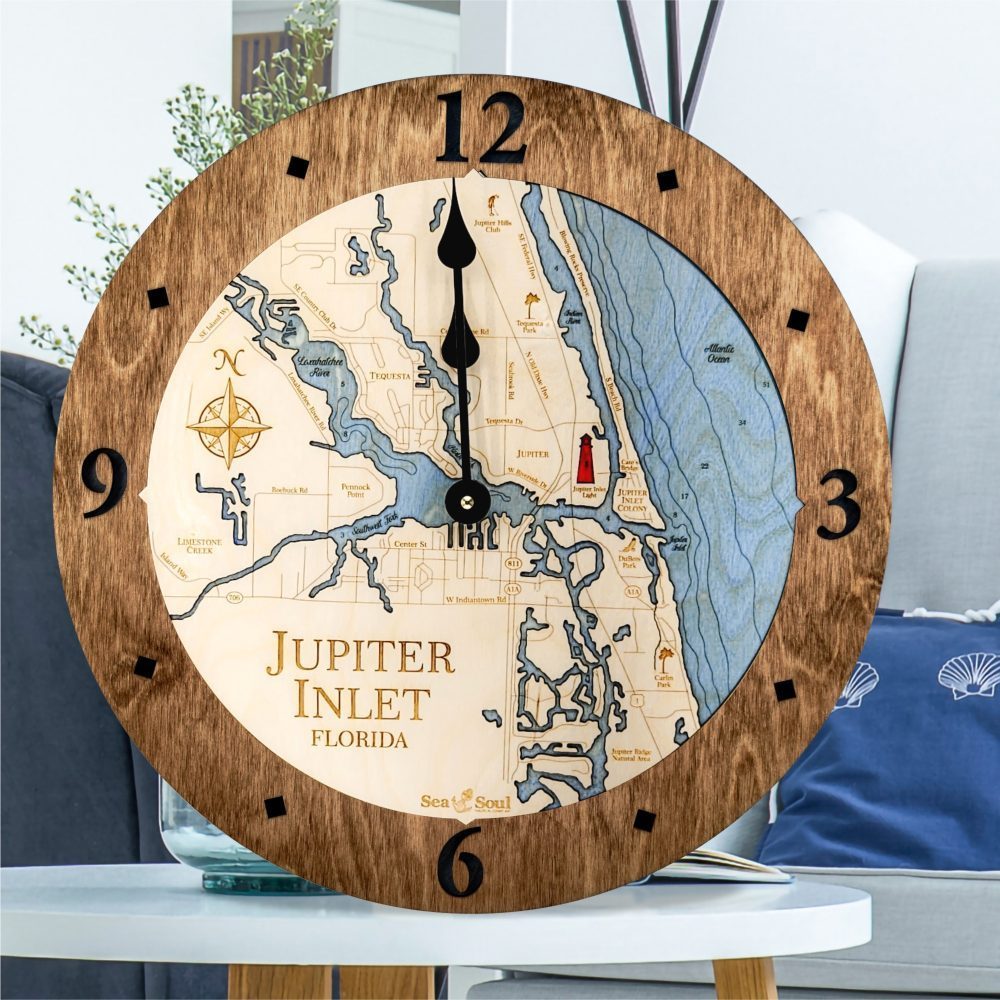 Jupiter Inlet Clock in Americana and Deep Blue Water - lifestyle