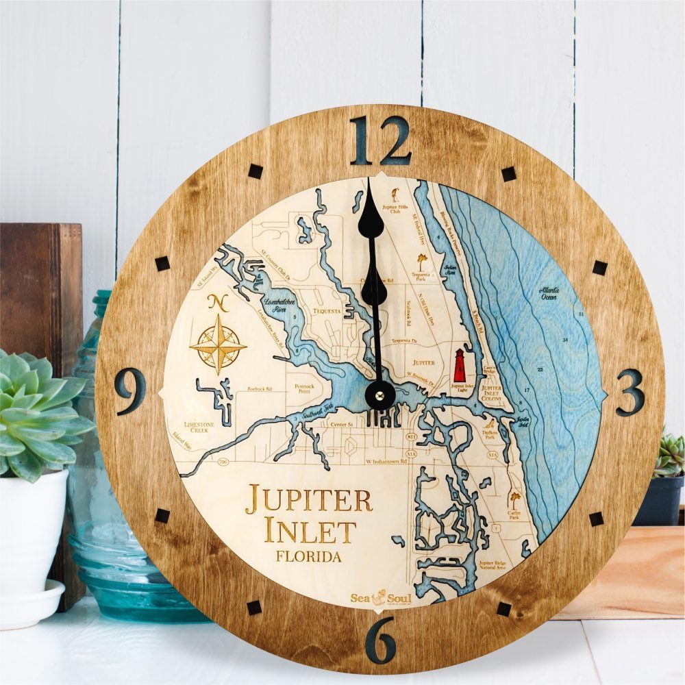 16" Jupiter Inlet Nautical Map Clock - Image 9