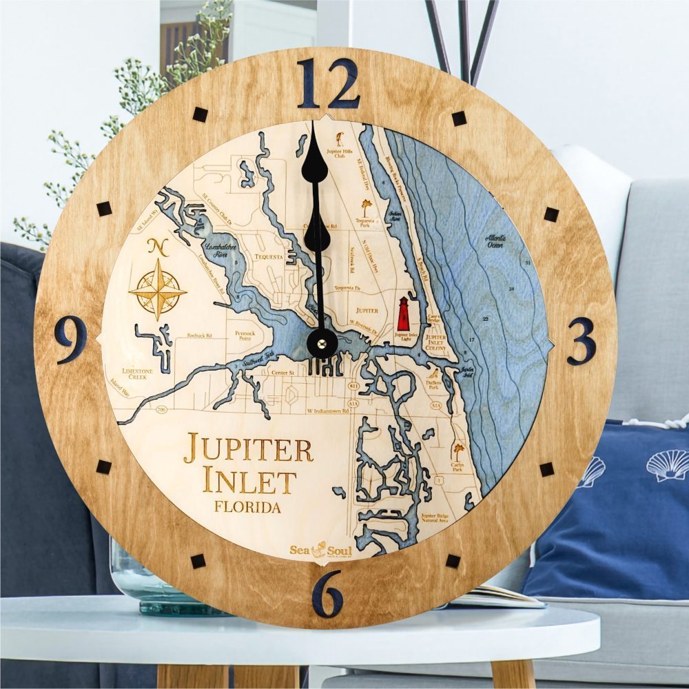 36" Jupiter Inlet Nautical Map Clock - Image 10